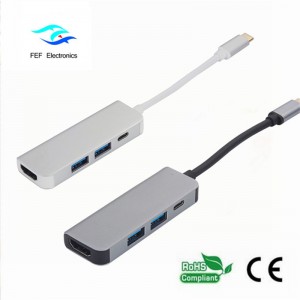 USB Type c / HDMI femelle + 2 * USB3.0 femelle + convertisseur SD + TF Code: FEF-USBIC-022