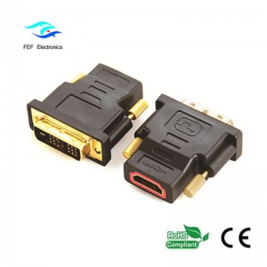 Adaptateur DVI (18 + 1) mâle vers HDMI femelle or / nickelé Code: FEF-HD-002