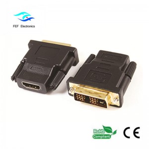 Adaptateur DVI (24 + 1) mâle vers HDMI femelle or / nickelé Code: FEF-HD-003