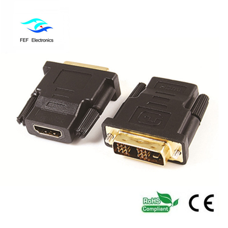 Adaptateur DVI (24 + 1) mâle vers HDMI femelle or / nickelé Code: FEF-HD-003