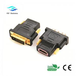 Adaptateur DVI (24 + 1) mâle vers HDMI femelle or / nickelé Code: FEF-HD-004