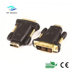 Adaptateur DVI (24 + 1) mâle vers HDMI femelle or / nickel Code: FEF-HD-005
